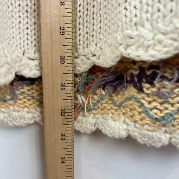 90s Brand New Next Issue Womens Medium Ramie Blend Granny Square Sweater Cottage - Picture 12 of 15